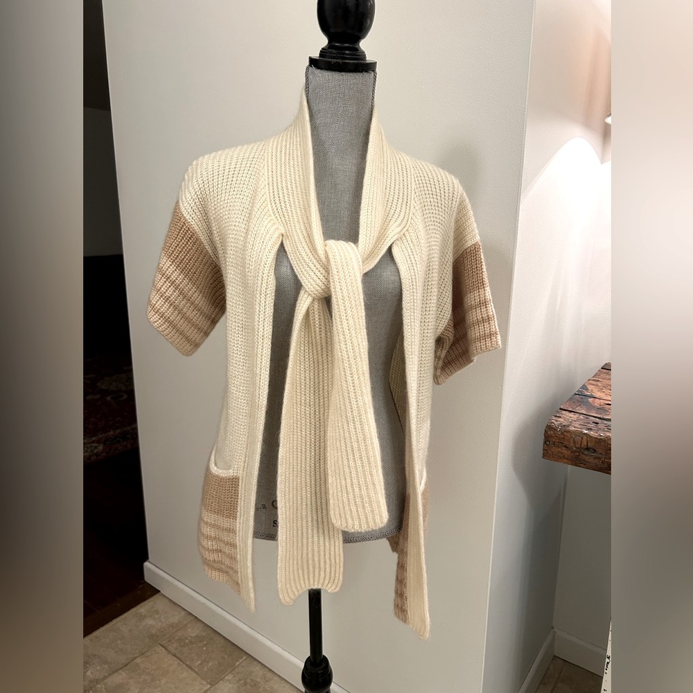 Vintage cream knit necktie cardigan - 1960’s - Made in Italy